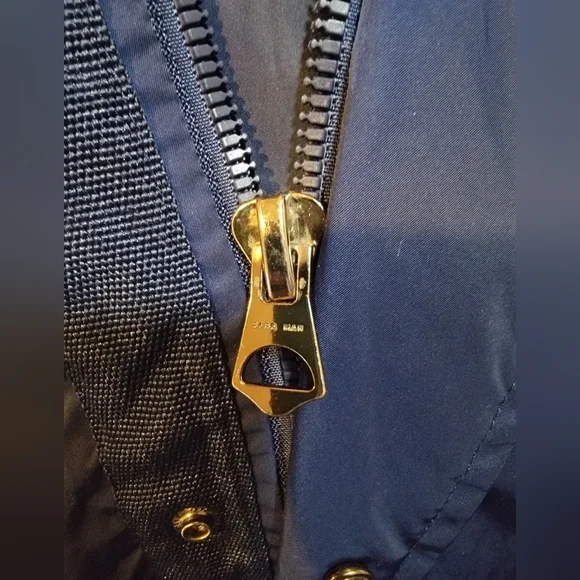 Zara Man Hooded Varsity Stripe Inside Navy Blue Bomber Jacket Size Medium - Picture 9 of 12